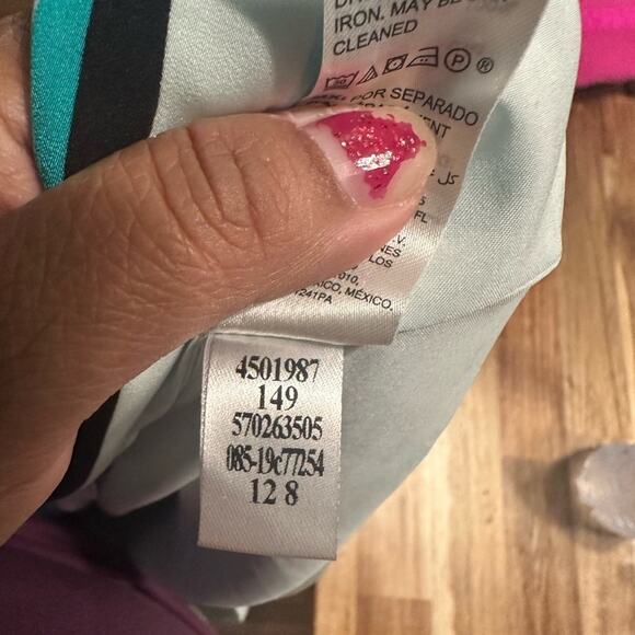 Chico’s Black Label Asymmetrical Palm-Print Kimono Dress Elegant Statement Piece - Picture 4 of 9